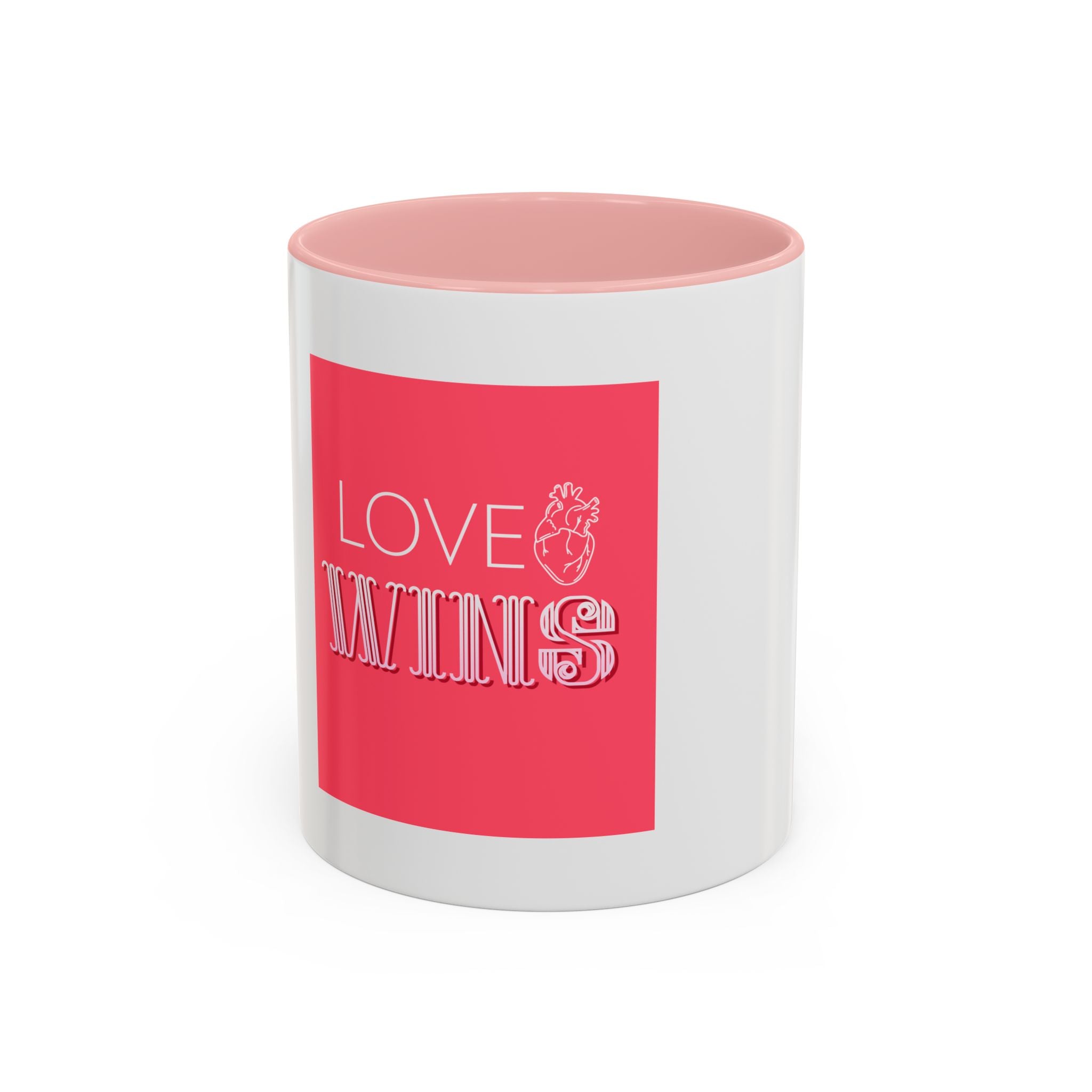 Tasse en Céramique Accentuée love wins- 11 oz & 15 oz, Poignée Ergonomique, Sans Plomb & BPA
