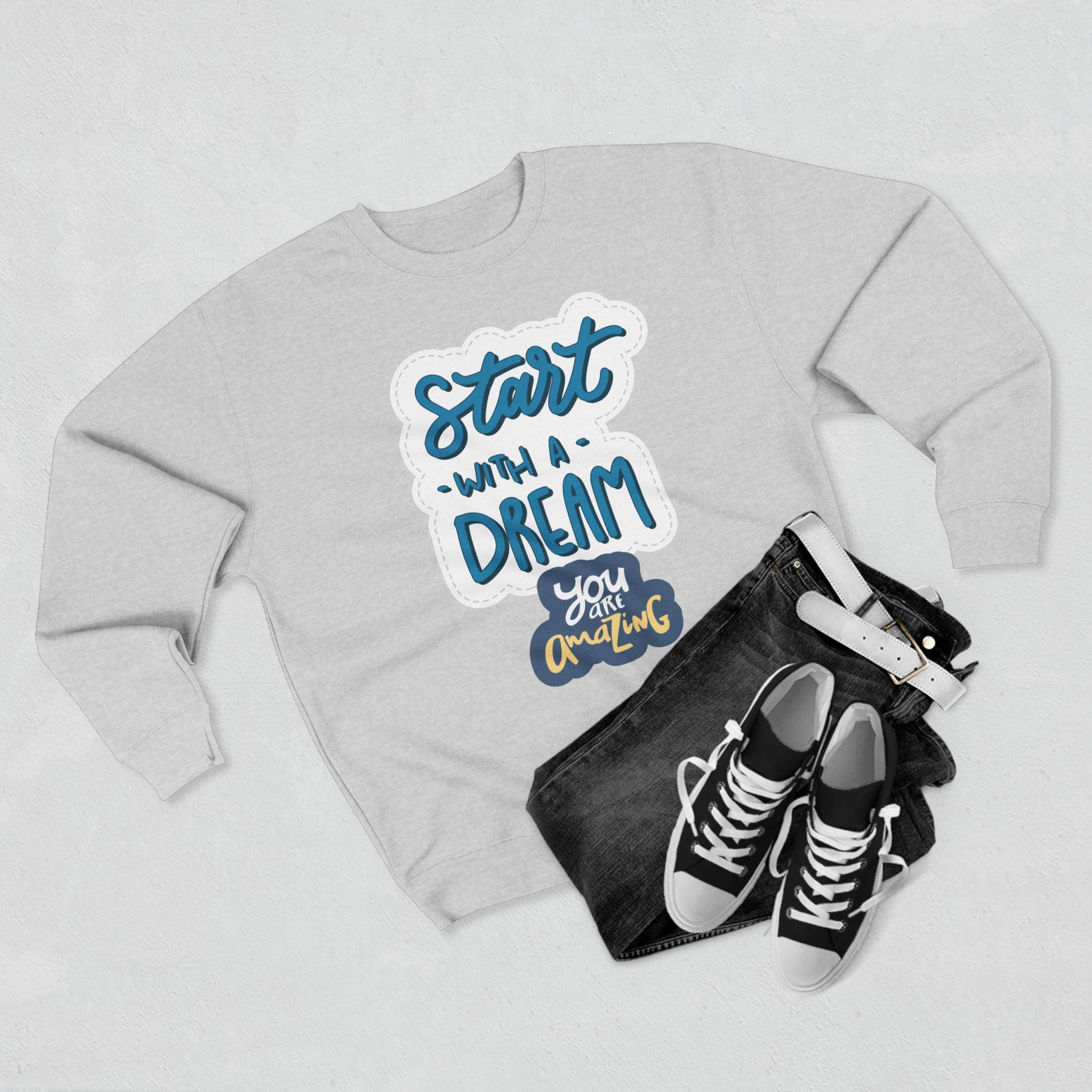 Motivational Crewneck Sweatshirt - Dream Big Positive Vibes, Gift for Him Her, Cozy Apparel Together Forever, Inspirational Jumper, Unisex