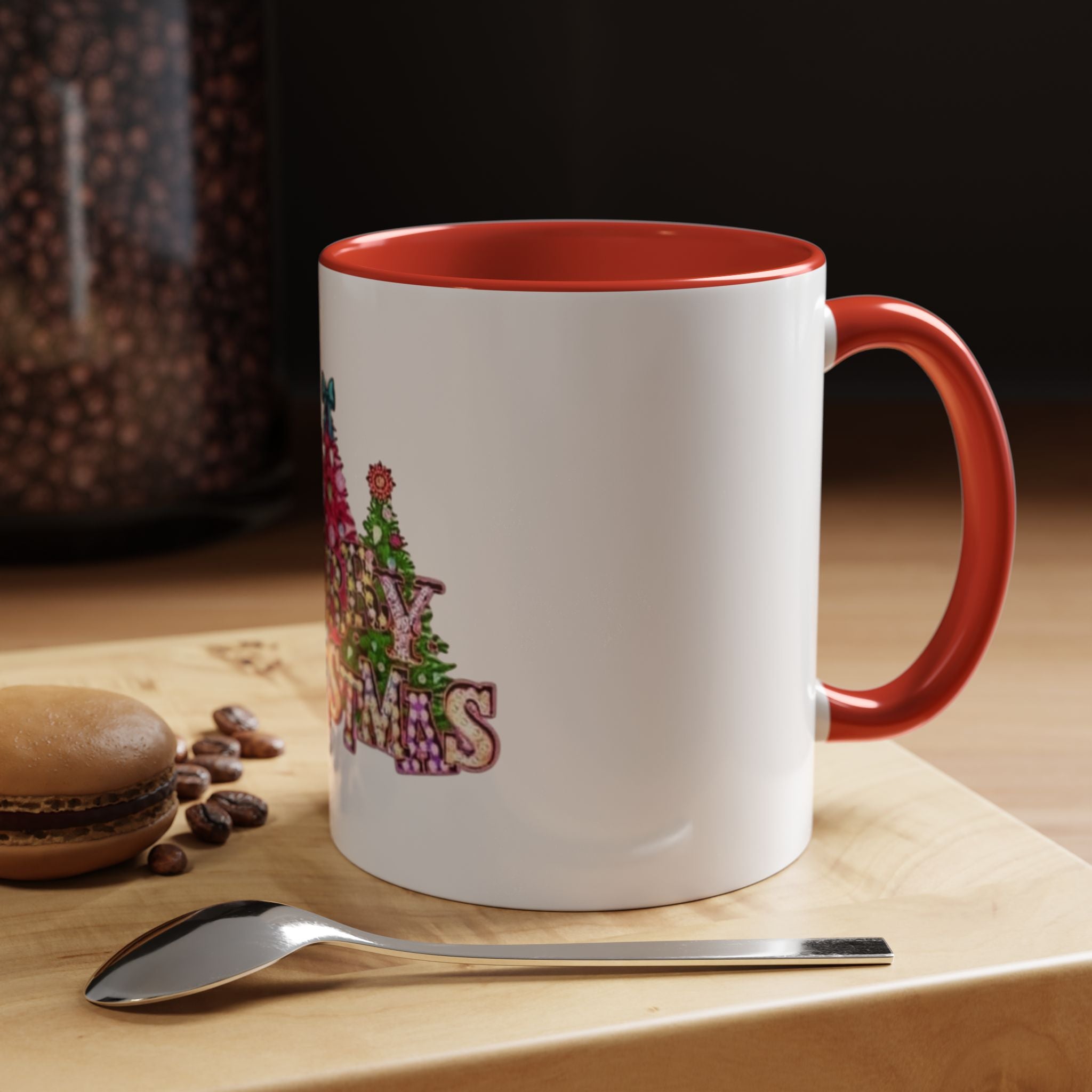 Tasse en Céramique Accentuée Merry christmas- 11 oz & 15 oz, Poignée Ergonomique, Sans Plomb & BPA