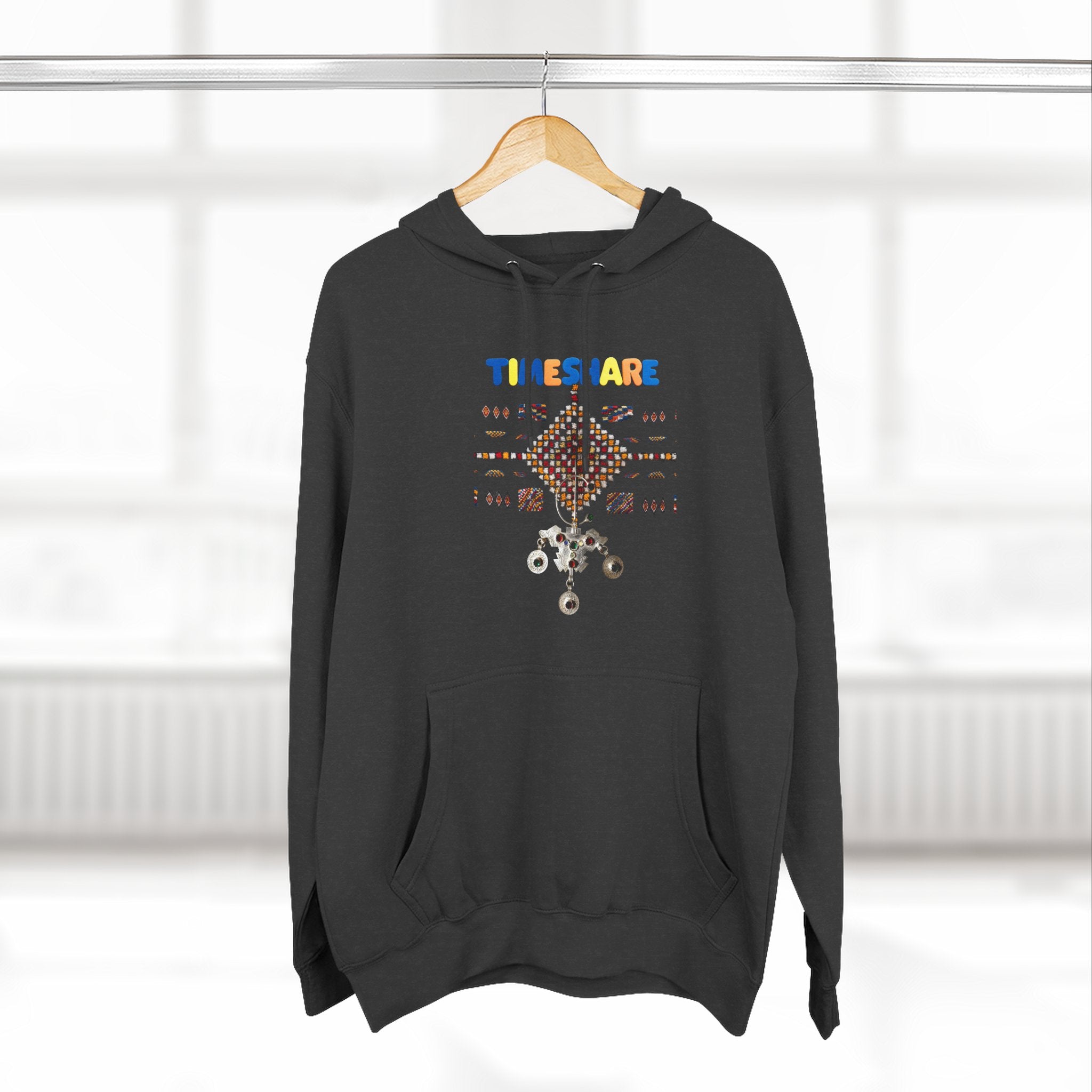Cozy Artistic Fleece Hoodie, Three-Panel Sweatshirt for Casual Days, Travel and Gifts, Timeshare Theme Apparel