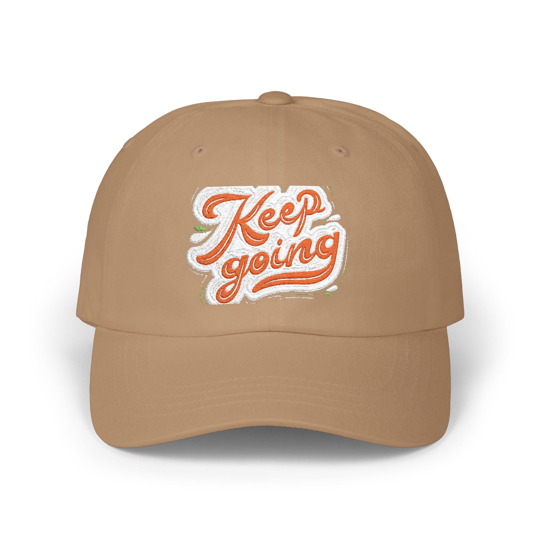 Keep Going Classic Dad Cap - Motivational Hat for Everyday Wear, Gift for Dad, Casual Style, Summer Accessory, Outdoor Cap. Embroidered Text