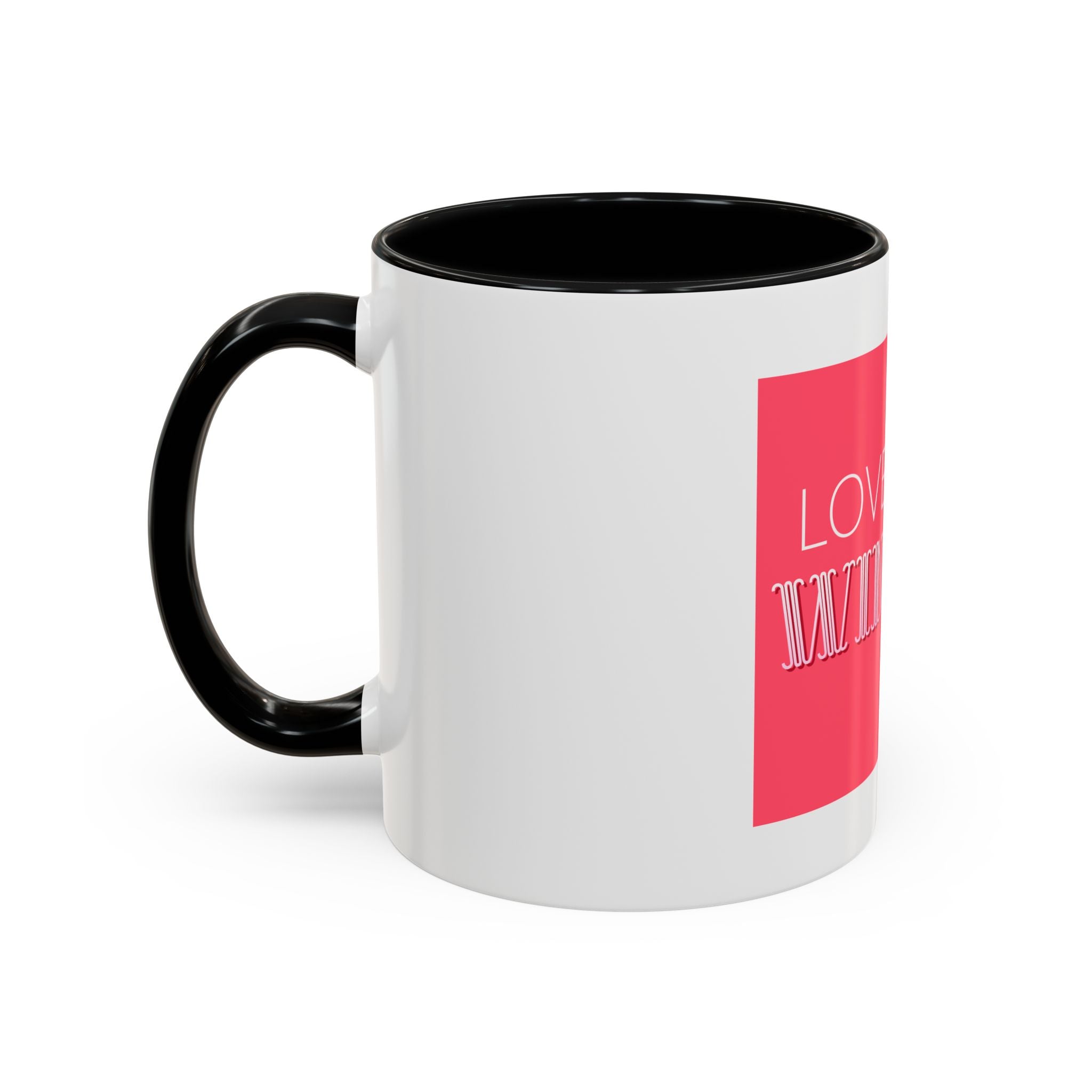 Tasse en Céramique Accentuée love wins- 11 oz & 15 oz, Poignée Ergonomique, Sans Plomb & BPA