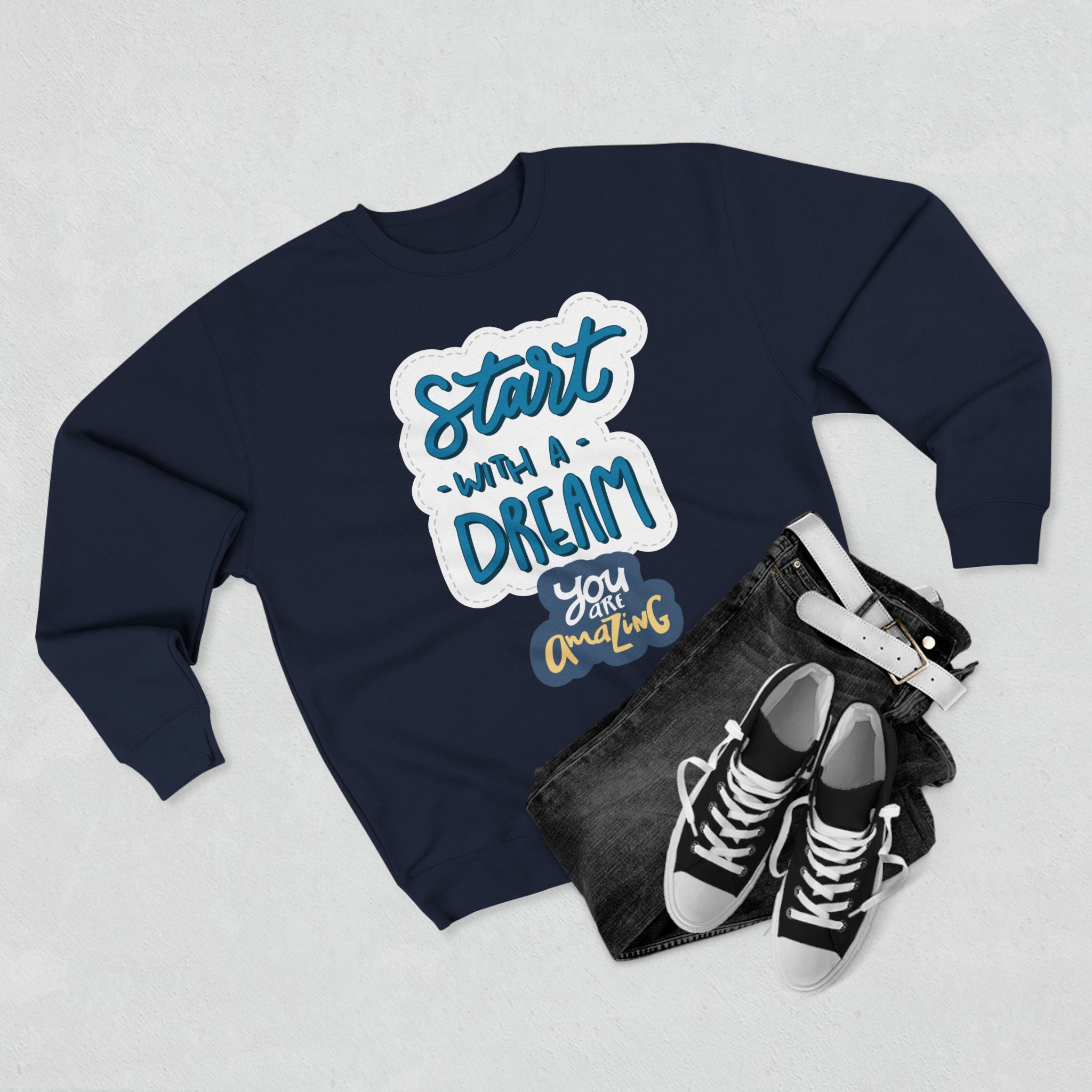 Motivational Crewneck Sweatshirt - Dream Big Positive Vibes, Gift for Him Her, Cozy Apparel Together Forever, Inspirational Jumper, Unisex