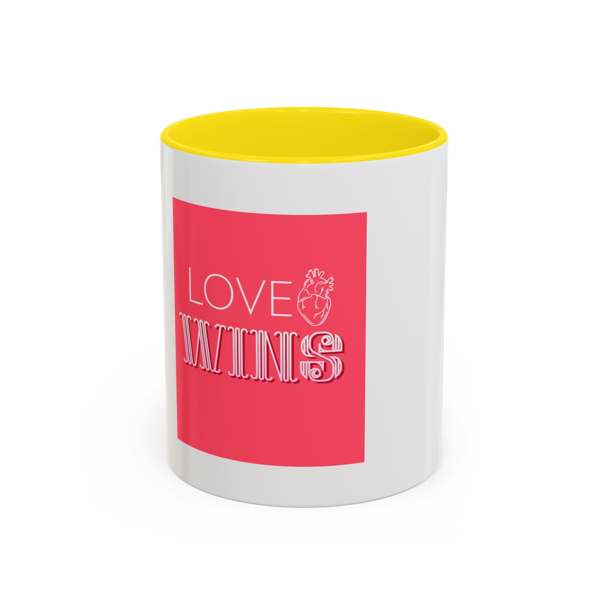 Tasse en Céramique Accentuée love wins- 11 oz & 15 oz, Poignée Ergonomique, Sans Plomb & BPA
