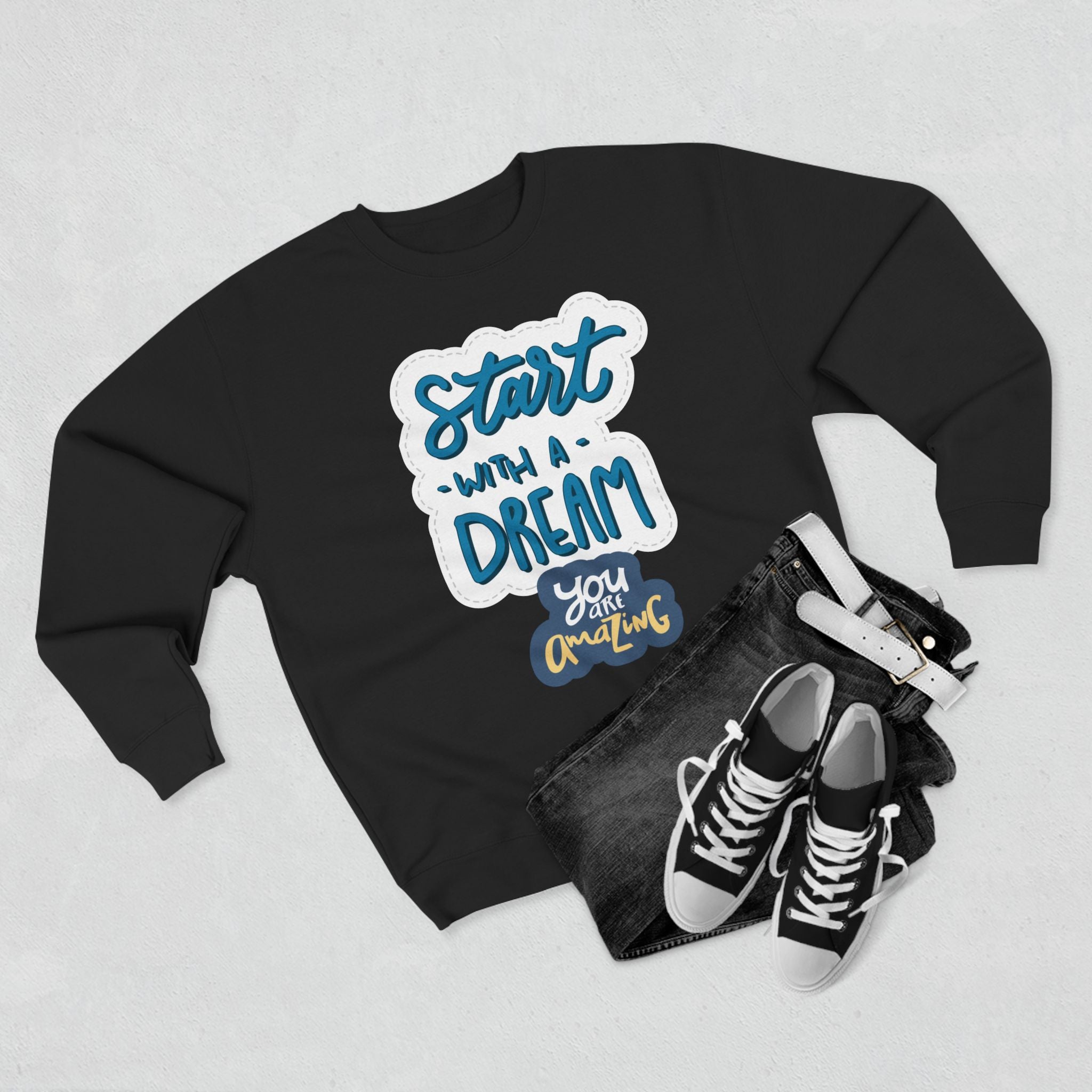 Motivational Crewneck Sweatshirt - Dream Big Positive Vibes, Gift for Him Her, Cozy Apparel Together Forever, Inspirational Jumper, Unisex
