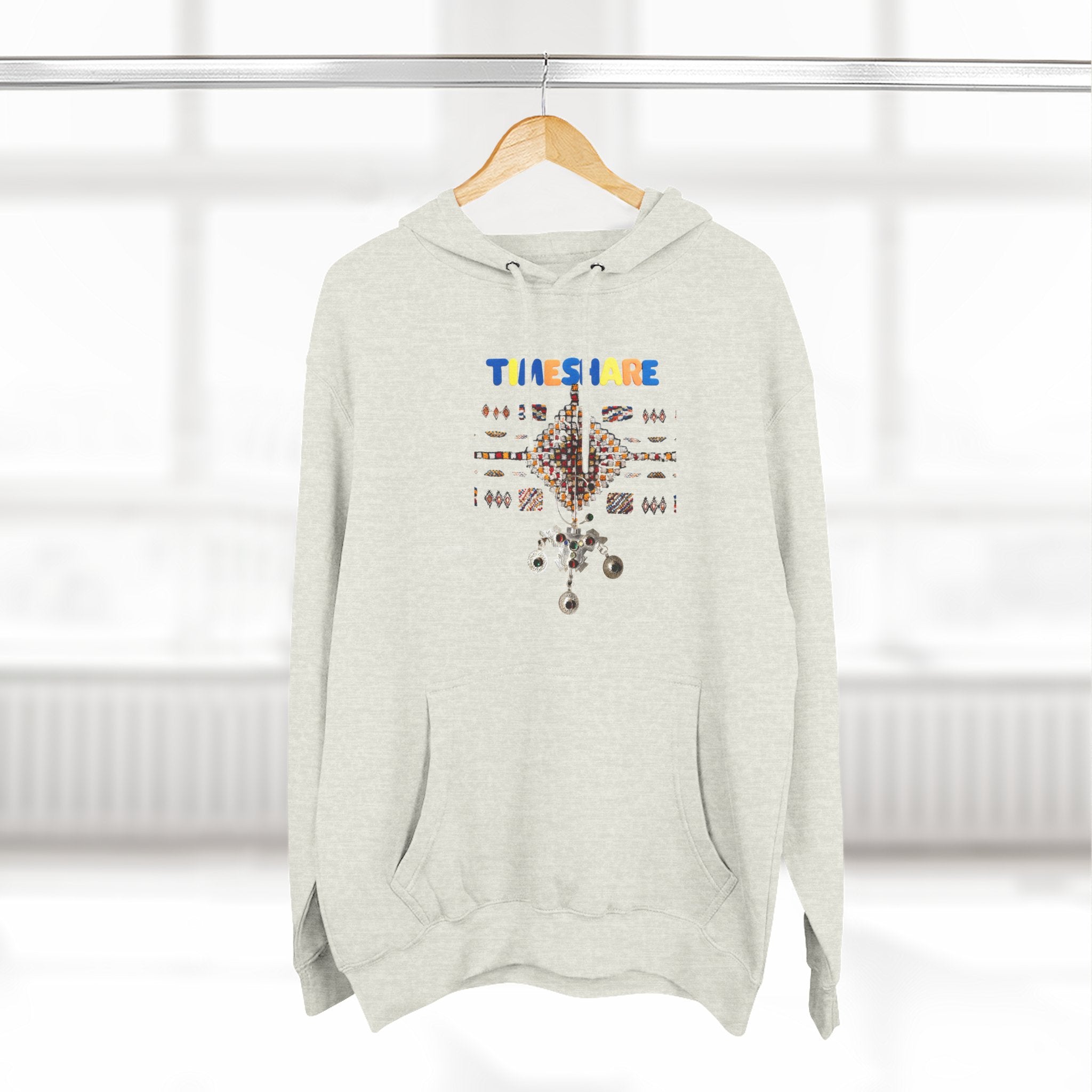 Cozy Artistic Fleece Hoodie, Three-Panel Sweatshirt for Casual Days, Travel and Gifts, Timeshare Theme Apparel