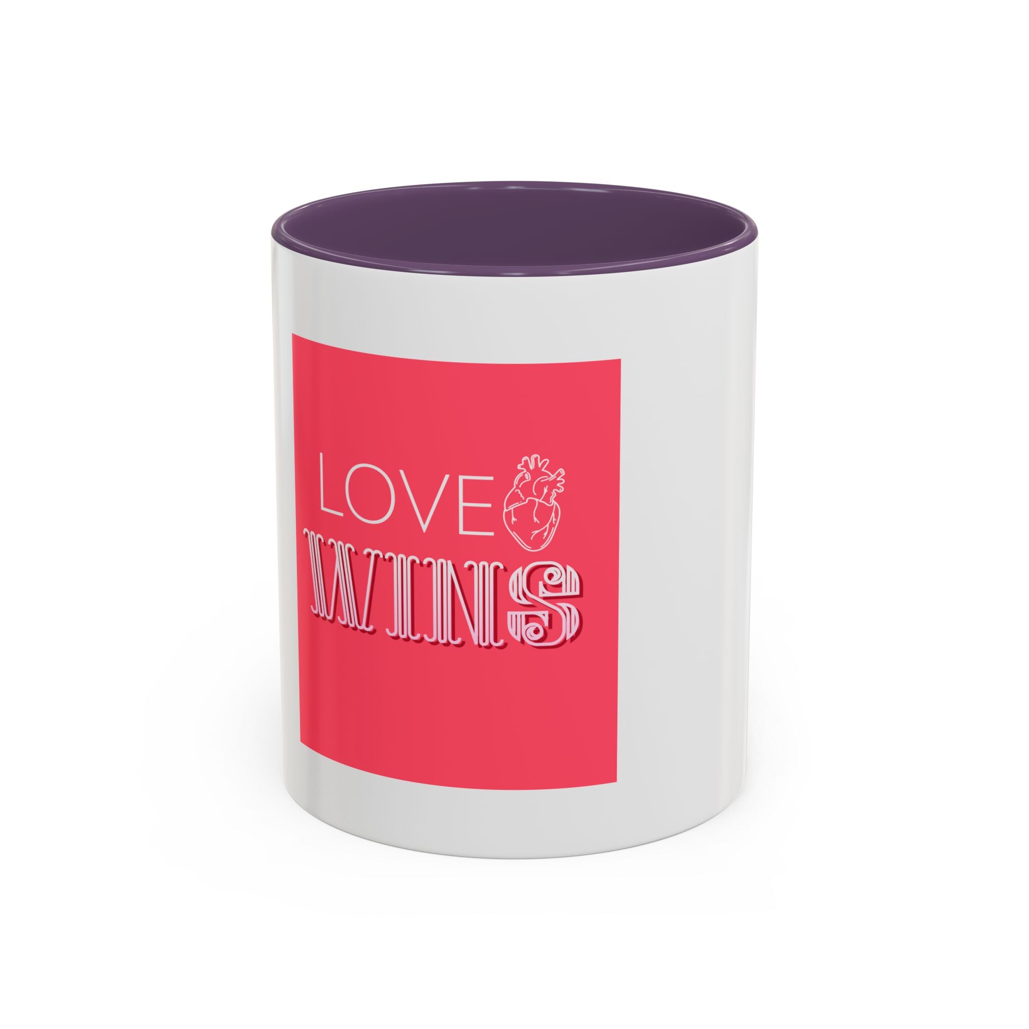 Tasse en Céramique Accentuée love wins- 11 oz & 15 oz, Poignée Ergonomique, Sans Plomb & BPA