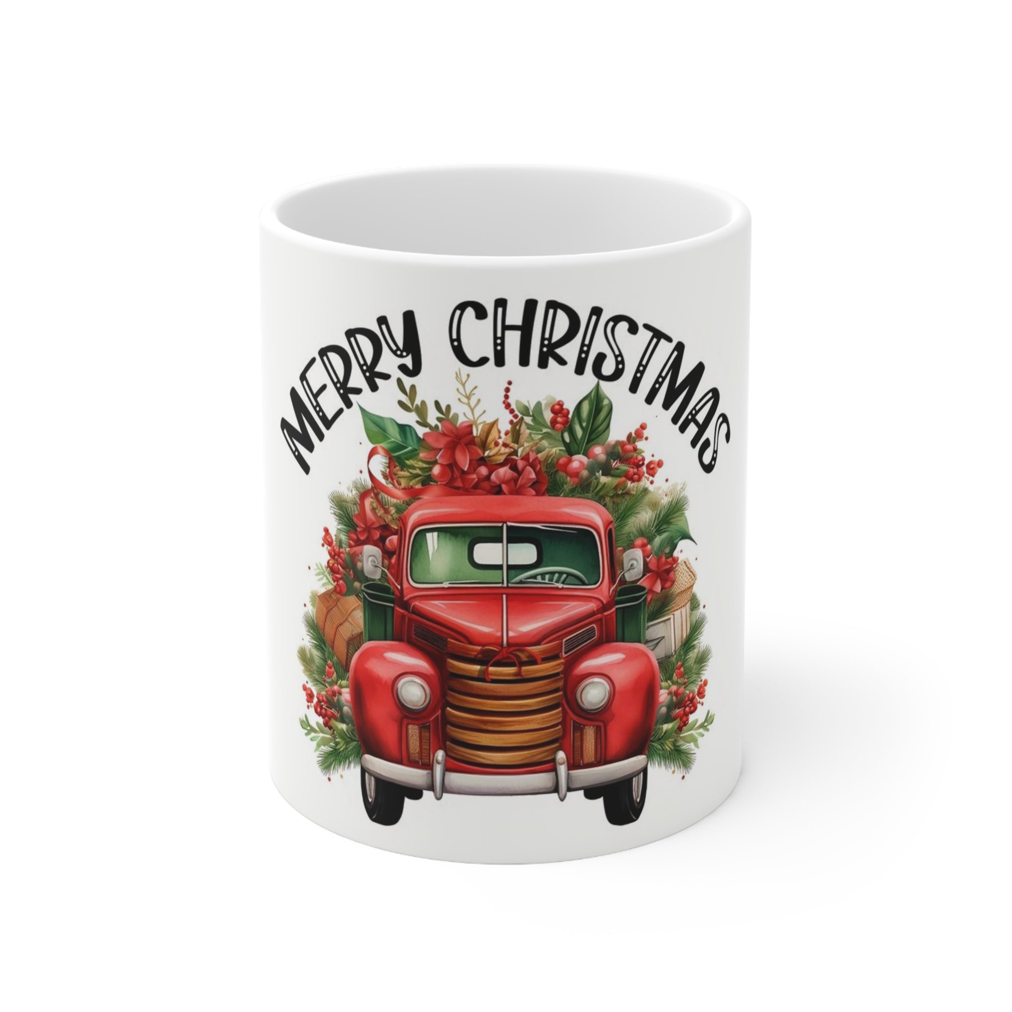 Tasse en Céramique Accentuée - 11 oz & 15 oz, Poignée Ergonomique, Sans Plomb & BPA merry christmas car