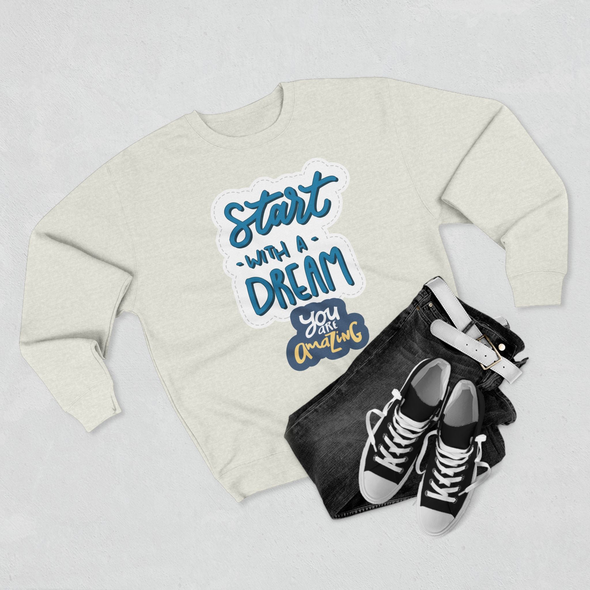 Motivational Crewneck Sweatshirt - Dream Big Positive Vibes, Gift for Him Her, Cozy Apparel Together Forever, Inspirational Jumper, Unisex