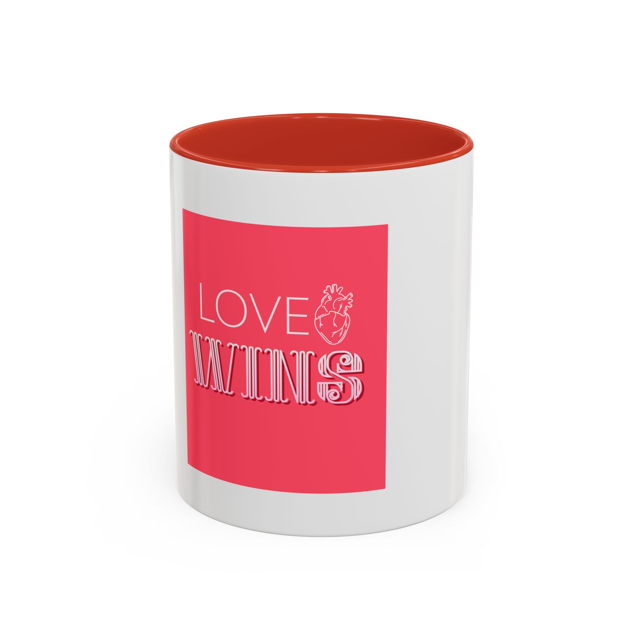 Tasse en Céramique Accentuée love wins- 11 oz & 15 oz, Poignée Ergonomique, Sans Plomb & BPA