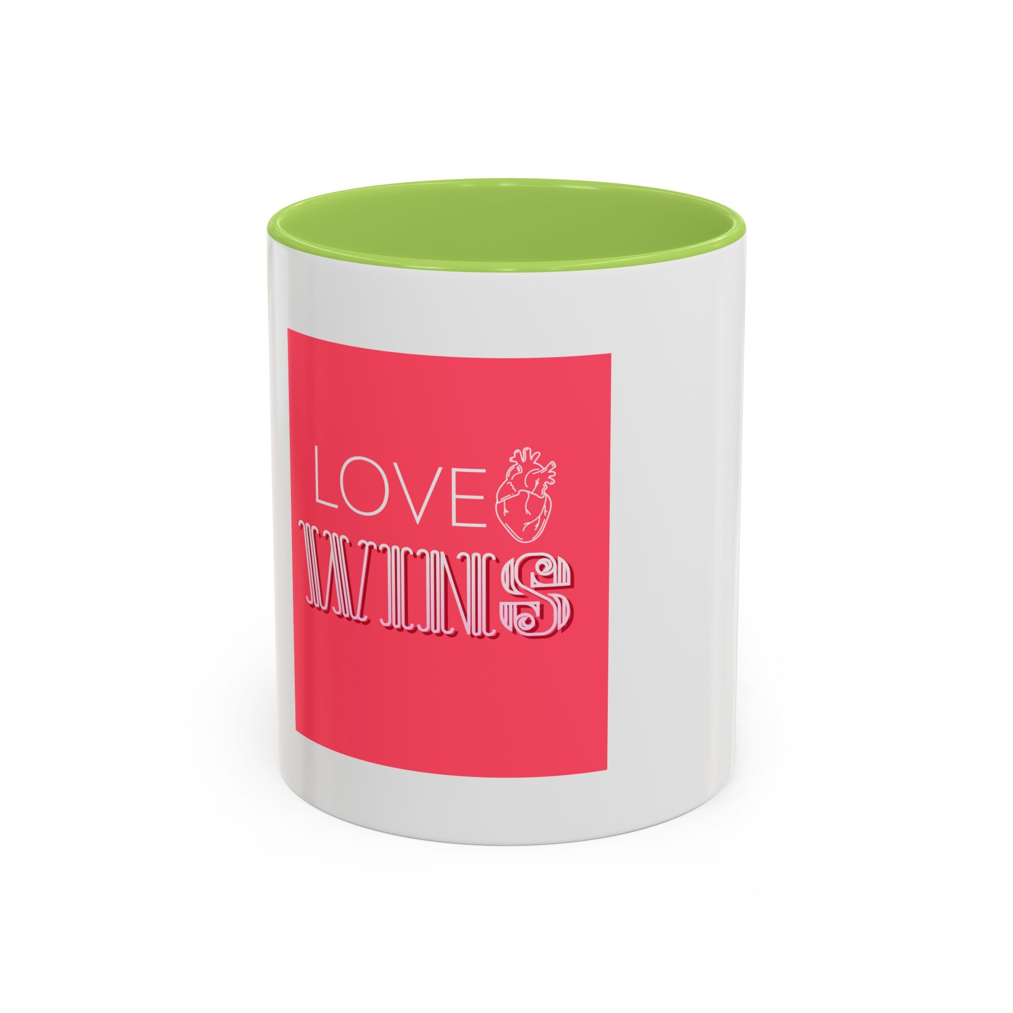 Tasse en Céramique Accentuée love wins- 11 oz & 15 oz, Poignée Ergonomique, Sans Plomb & BPA