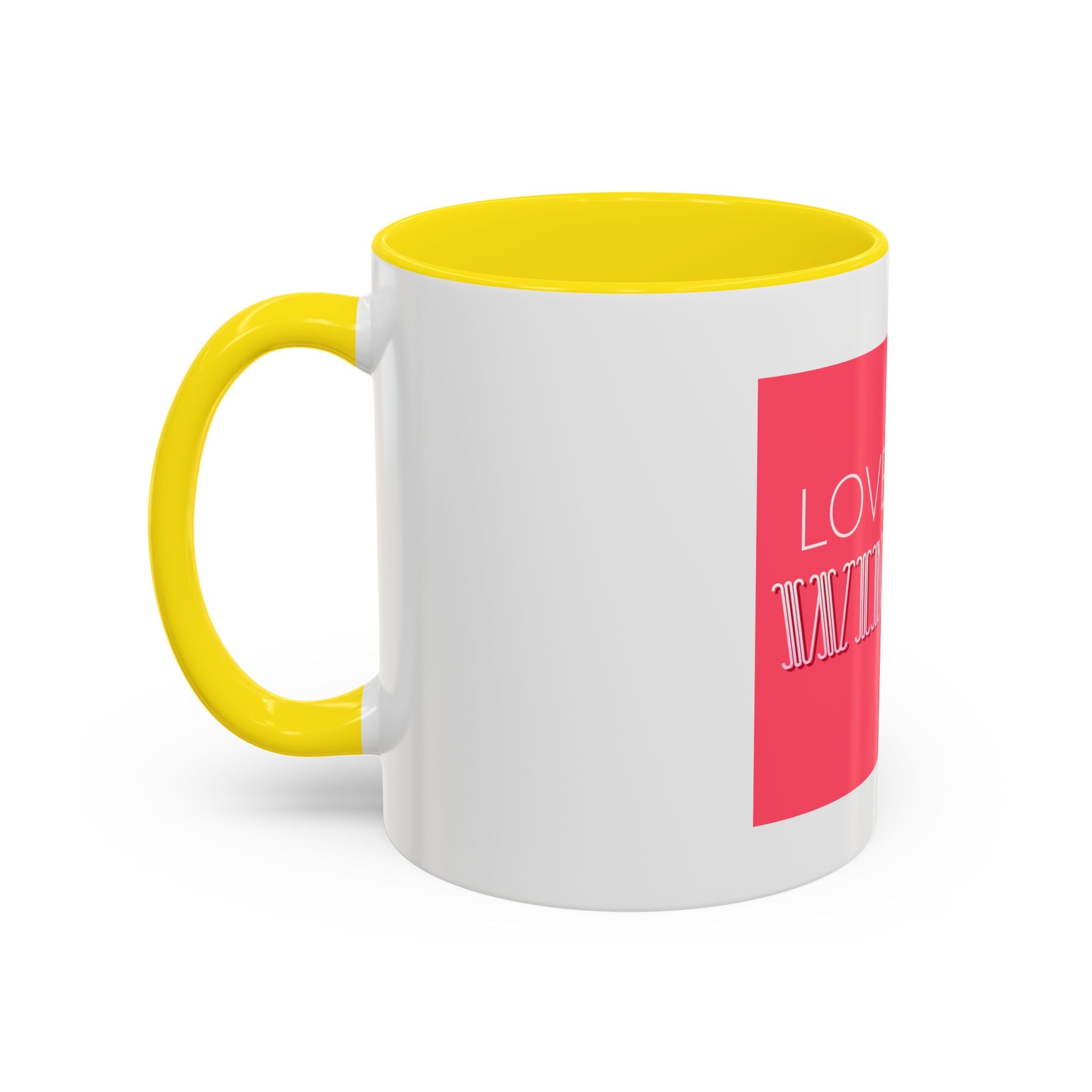 Tasse en Céramique Accentuée love wins- 11 oz & 15 oz, Poignée Ergonomique, Sans Plomb & BPA