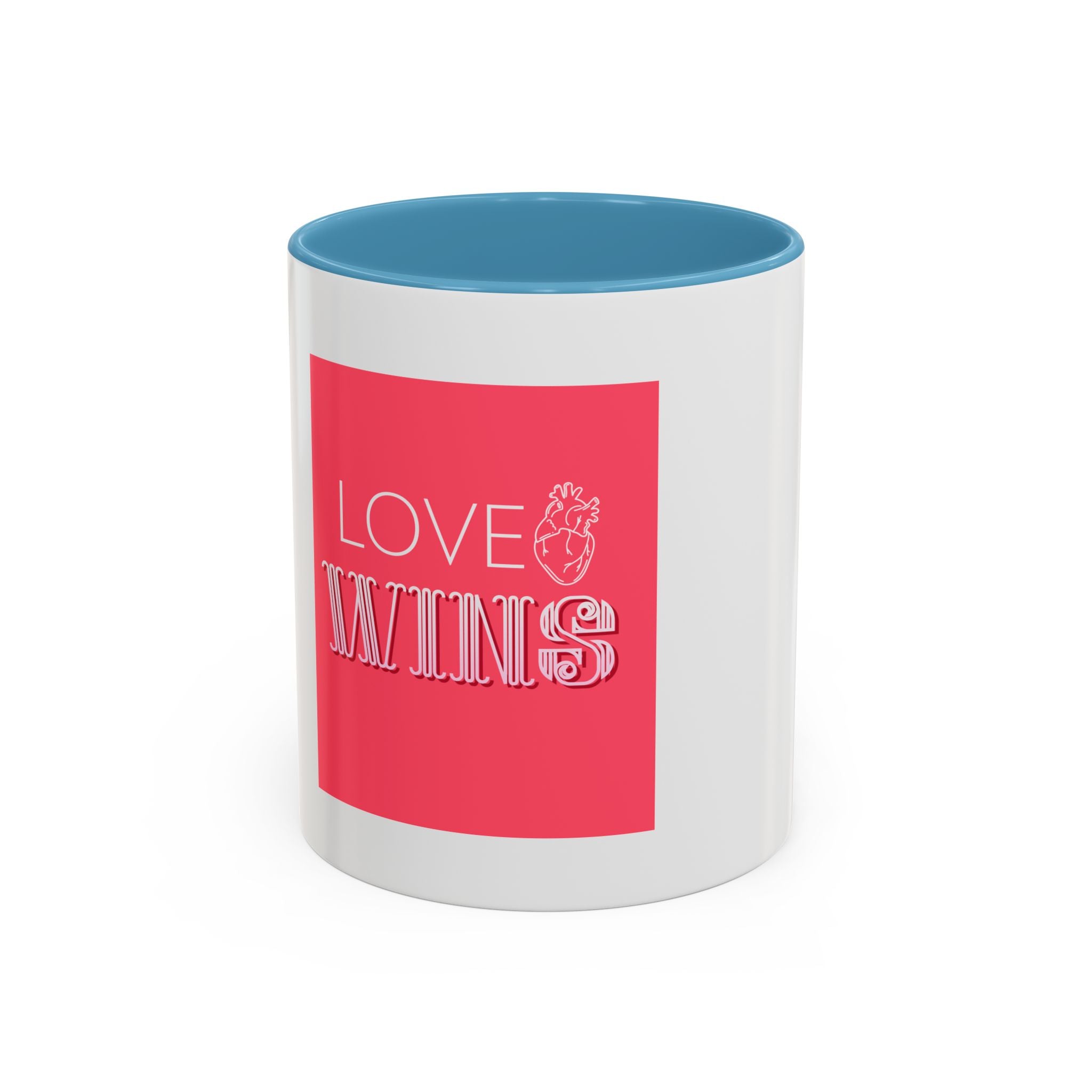 Tasse en Céramique Accentuée love wins- 11 oz & 15 oz, Poignée Ergonomique, Sans Plomb & BPA