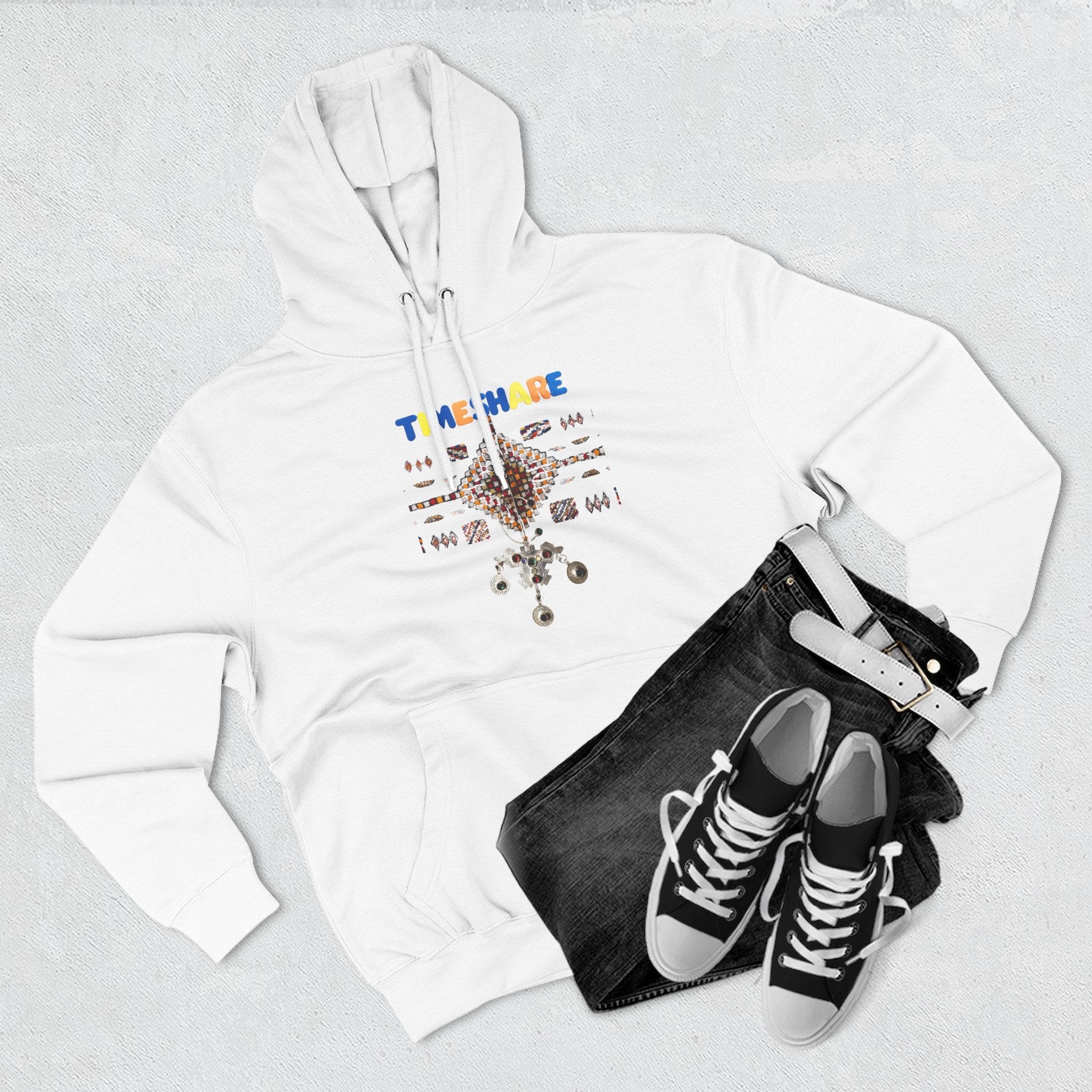 Cozy Artistic Fleece Hoodie, Three-Panel Sweatshirt for Casual Days, Travel and Gifts, Timeshare Theme Apparel