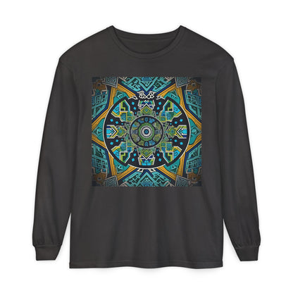 Vibrant Mandala Long Sleeve T-Shirt | Festival Outfit, Casual Wear, Unique Graphic Tee, Gift for Art Lovers, Relaxed Style, Unisex
