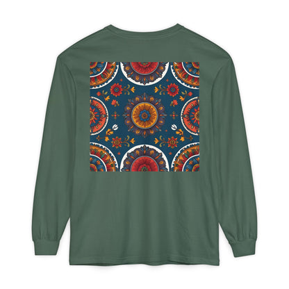 Vibrant Mandala Long Sleeve T-Shirt | Festival Outfit, Casual Wear, Unique Graphic Tee, Gift for Art Lovers, Relaxed Style, Unisex