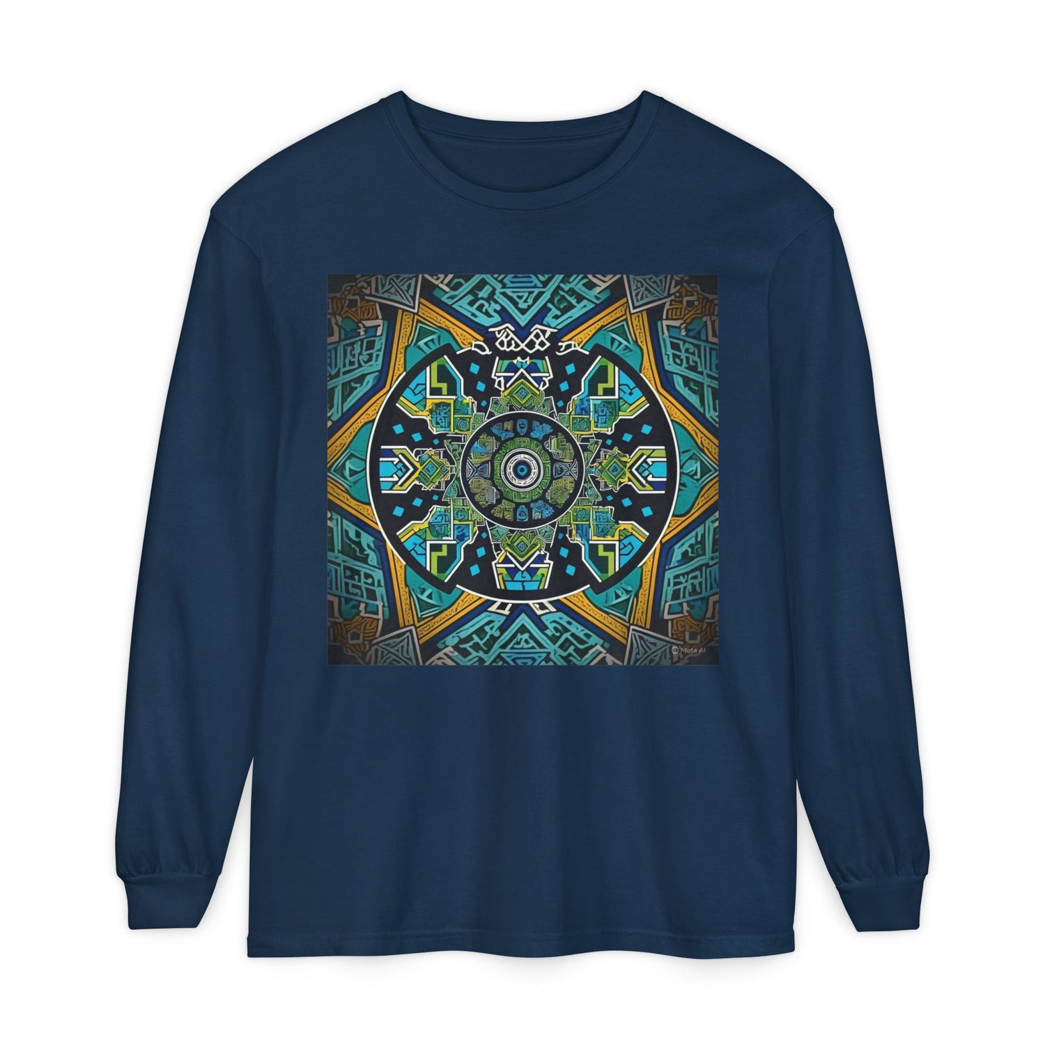 Vibrant Mandala Long Sleeve T-Shirt | Festival Outfit, Casual Wear, Unique Graphic Tee, Gift for Art Lovers, Relaxed Style, Unisex