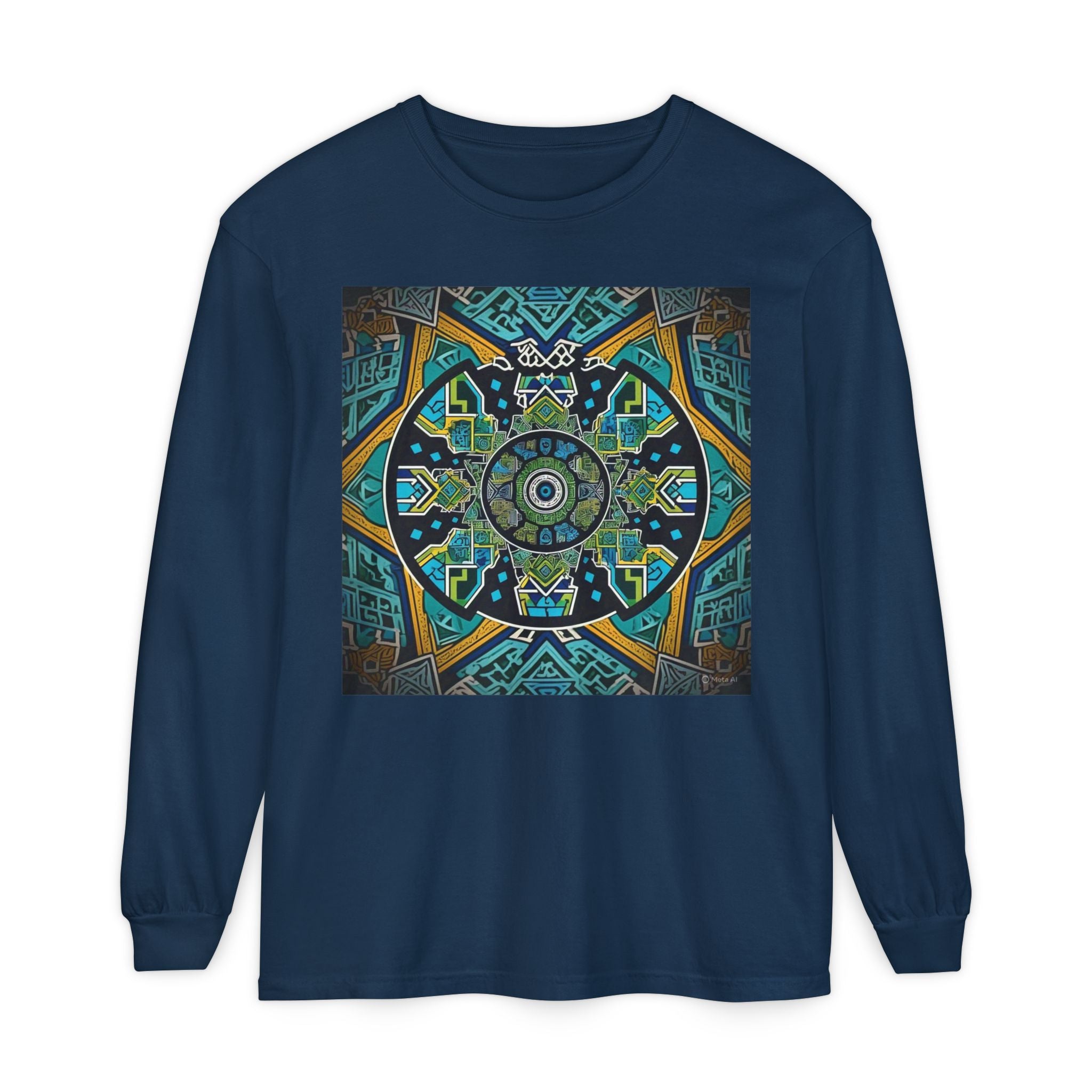 Vibrant Mandala Long Sleeve T-Shirt | Festival Outfit, Casual Wear, Unique Graphic Tee, Gift for Art Lovers, Relaxed Style, Unisex