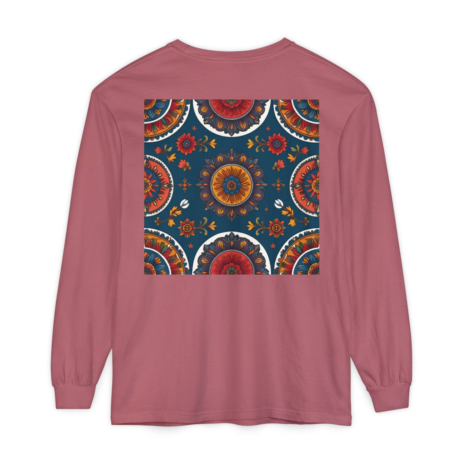 Vibrant Mandala Long Sleeve T-Shirt | Festival Outfit, Casual Wear, Unique Graphic Tee, Gift for Art Lovers, Relaxed Style, Unisex