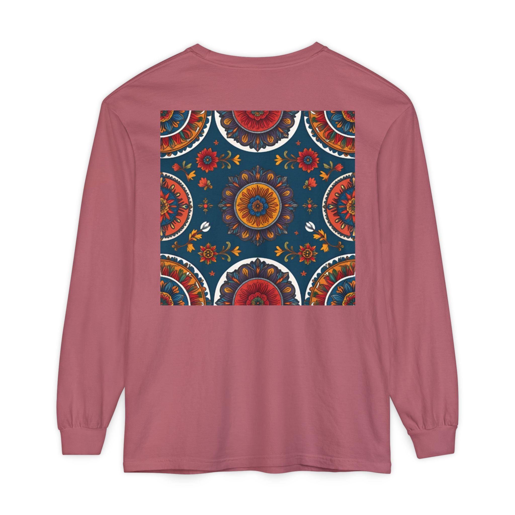 Vibrant Mandala Long Sleeve T-Shirt | Festival Outfit, Casual Wear, Unique Graphic Tee, Gift for Art Lovers, Relaxed Style, Unisex