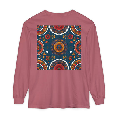 Vibrant Mandala Long Sleeve T-Shirt | Festival Outfit, Casual Wear, Unique Graphic Tee, Gift for Art Lovers, Relaxed Style, Unisex