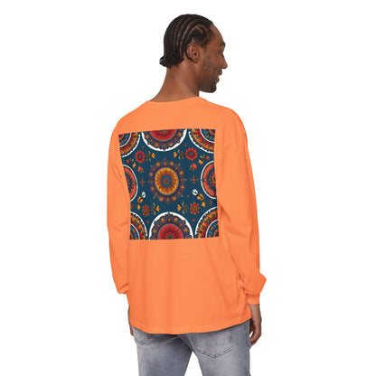 Vibrant Mandala Long Sleeve T-Shirt | Festival Outfit, Casual Wear, Unique Graphic Tee, Gift for Art Lovers, Relaxed Style, Unisex