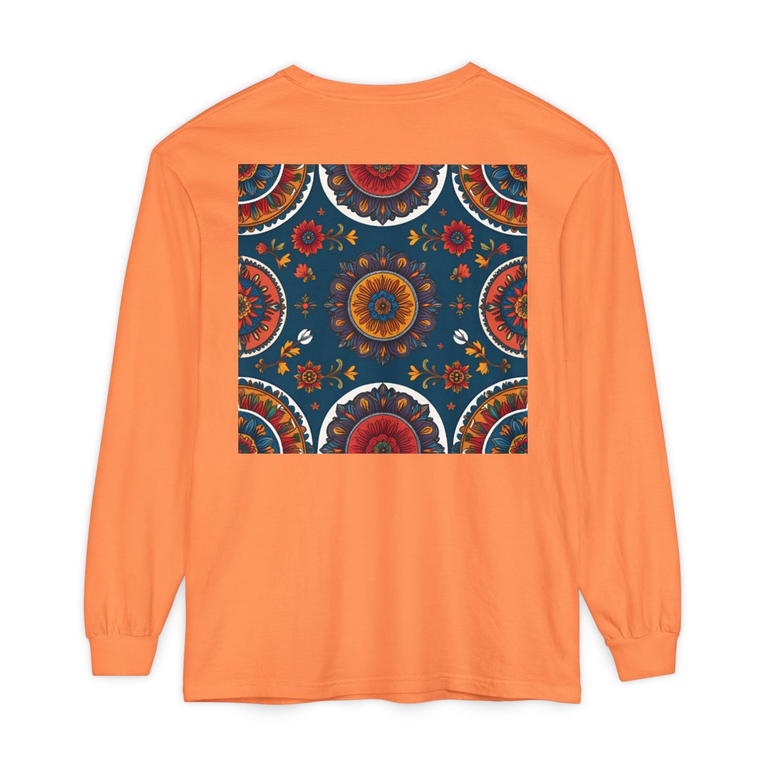 Vibrant Mandala Long Sleeve T-Shirt | Festival Outfit, Casual Wear, Unique Graphic Tee, Gift for Art Lovers, Relaxed Style, Unisex