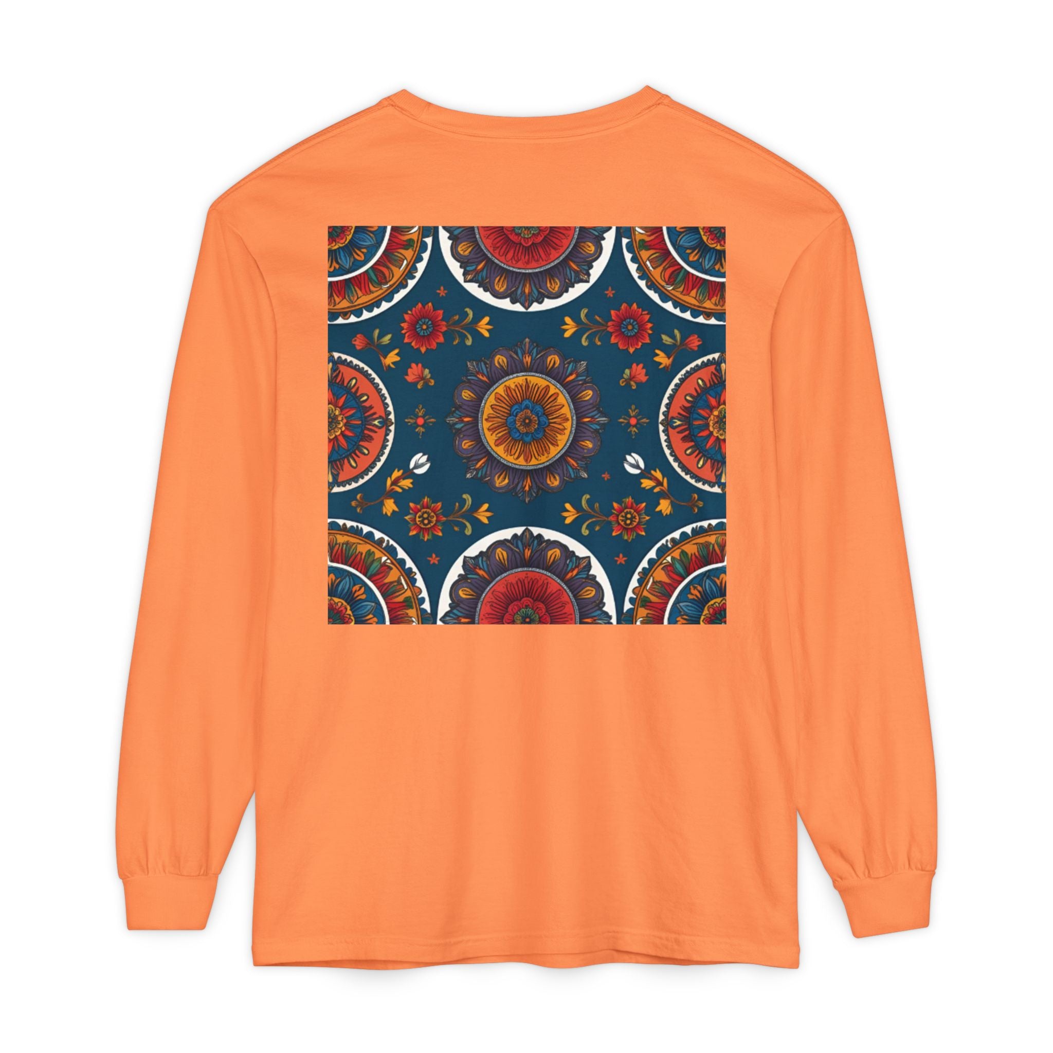 Vibrant Mandala Long Sleeve T-Shirt | Festival Outfit, Casual Wear, Unique Graphic Tee, Gift for Art Lovers, Relaxed Style, Unisex