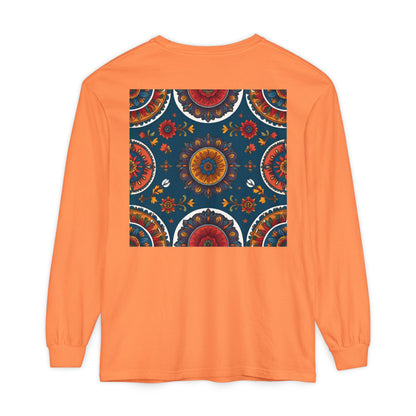 Vibrant Mandala Long Sleeve T-Shirt | Festival Outfit, Casual Wear, Unique Graphic Tee, Gift for Art Lovers, Relaxed Style, Unisex