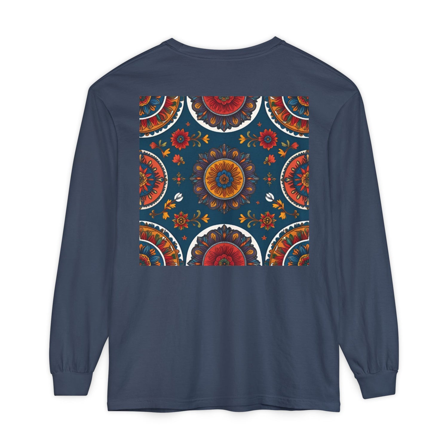 Vibrant Mandala Long Sleeve T-Shirt | Festival Outfit, Casual Wear, Unique Graphic Tee, Gift for Art Lovers, Relaxed Style, Unisex