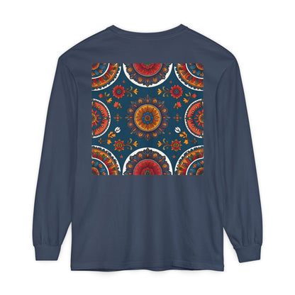 Vibrant Mandala Long Sleeve T-Shirt | Festival Outfit, Casual Wear, Unique Graphic Tee, Gift for Art Lovers, Relaxed Style, Unisex