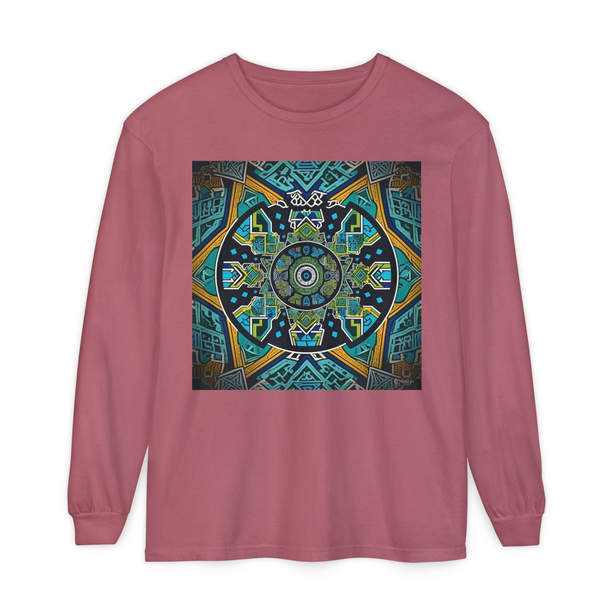 Vibrant Mandala Long Sleeve T-Shirt | Festival Outfit, Casual Wear, Unique Graphic Tee, Gift for Art Lovers, Relaxed Style, Unisex
