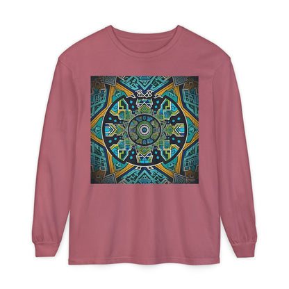 Vibrant Mandala Long Sleeve T-Shirt | Festival Outfit, Casual Wear, Unique Graphic Tee, Gift for Art Lovers, Relaxed Style, Unisex