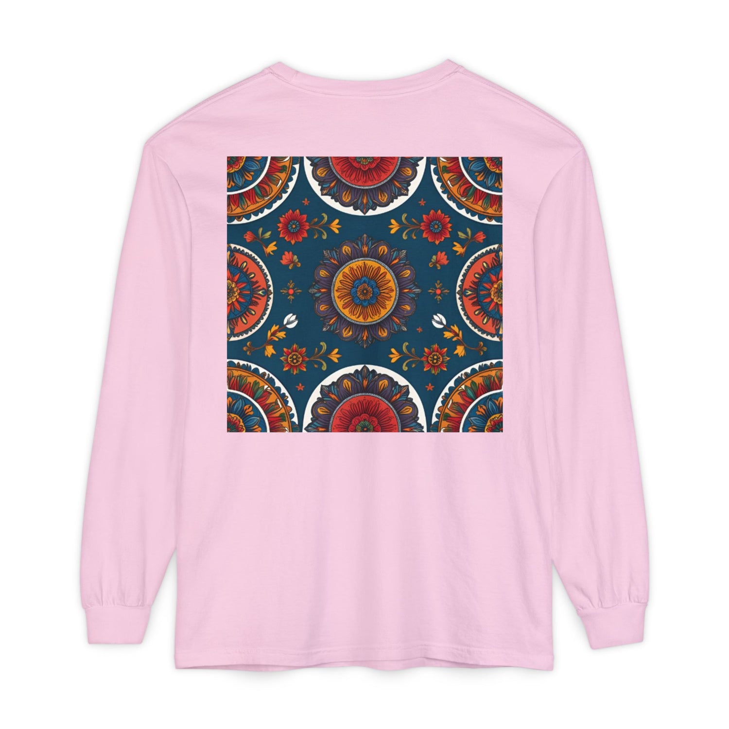 Vibrant Mandala Long Sleeve T-Shirt | Festival Outfit, Casual Wear, Unique Graphic Tee, Gift for Art Lovers, Relaxed Style, Unisex
