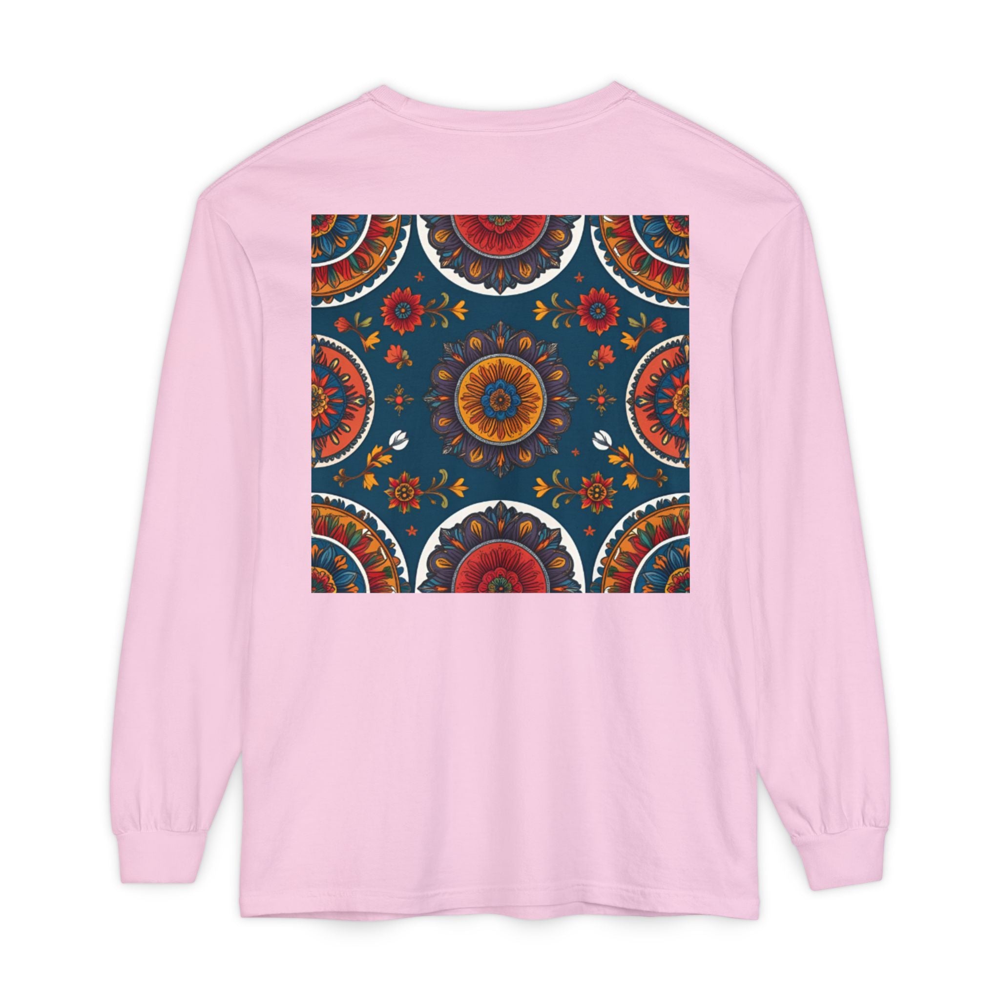 Vibrant Mandala Long Sleeve T-Shirt | Festival Outfit, Casual Wear, Unique Graphic Tee, Gift for Art Lovers, Relaxed Style, Unisex