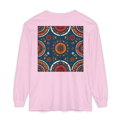 Vibrant Mandala Long Sleeve T-Shirt | Festival Outfit, Casual Wear, Unique Graphic Tee, Gift for Art Lovers, Relaxed Style, Unisex