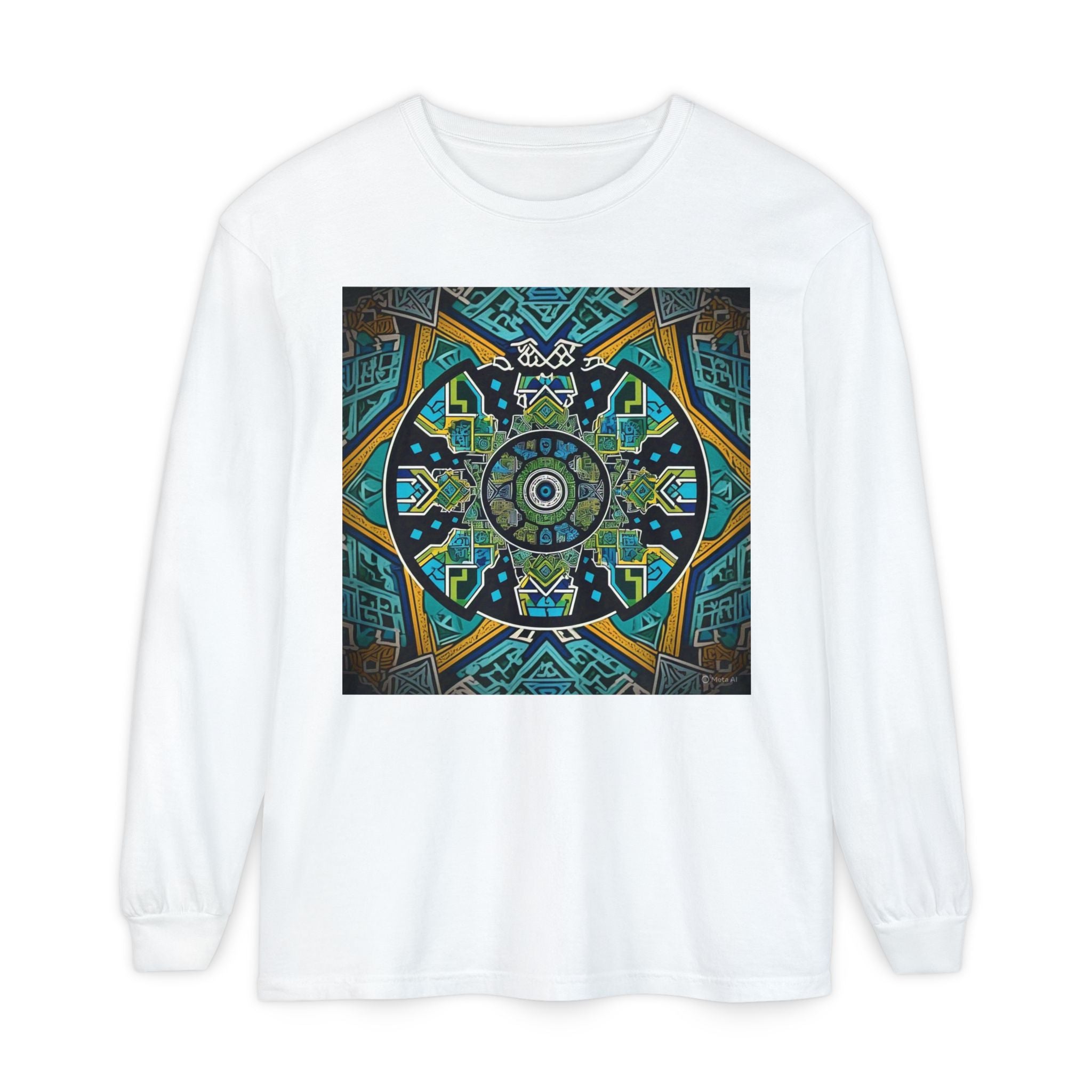 Vibrant Mandala Long Sleeve T-Shirt | Festival Outfit, Casual Wear, Unique Graphic Tee, Gift for Art Lovers, Relaxed Style, Unisex