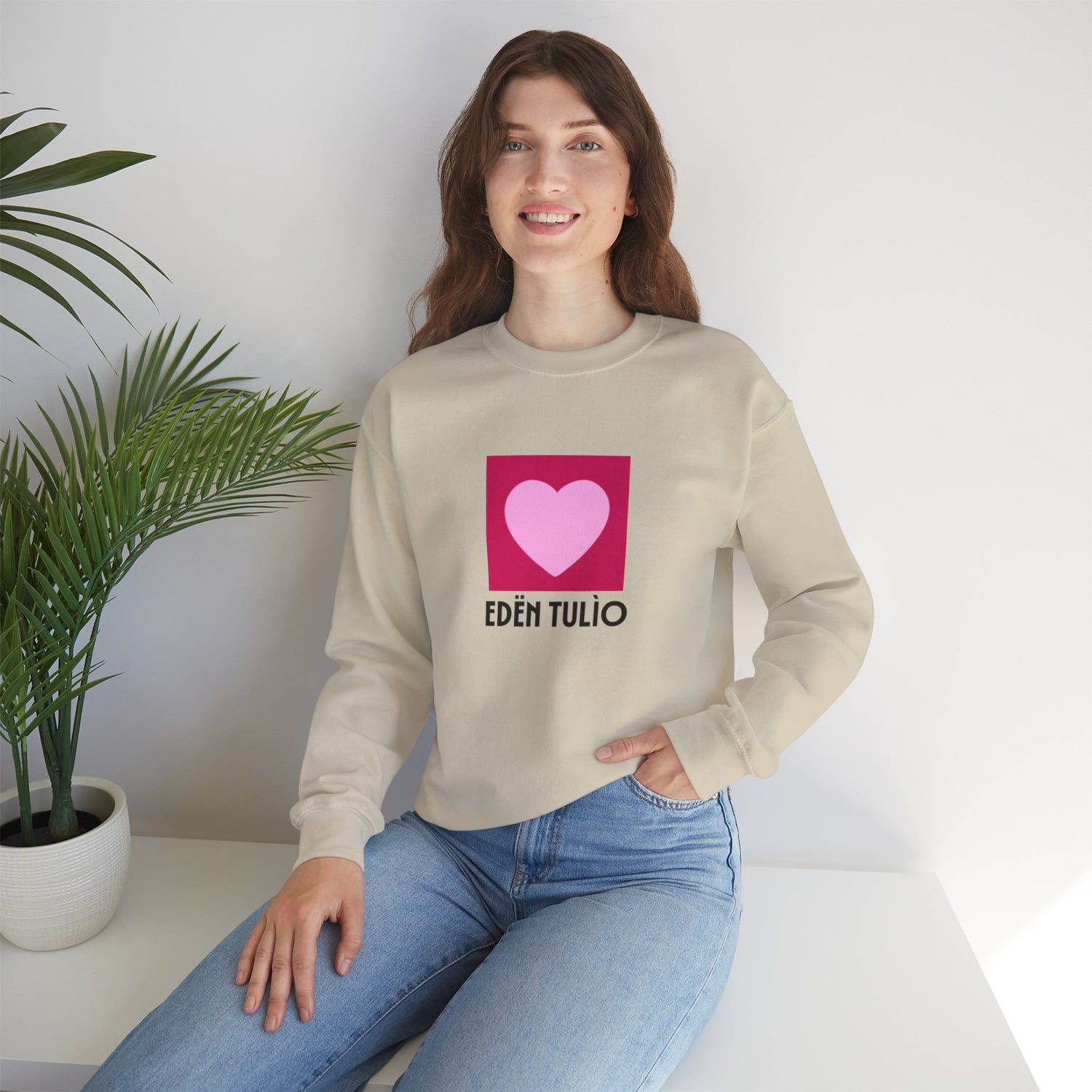 Sweat-shirt Ras du Cou coeur Unisexe en Mélange Épais