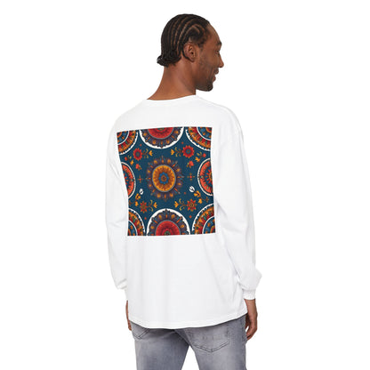 Vibrant Mandala Long Sleeve T-Shirt | Festival Outfit, Casual Wear, Unique Graphic Tee, Gift for Art Lovers, Relaxed Style, Unisex