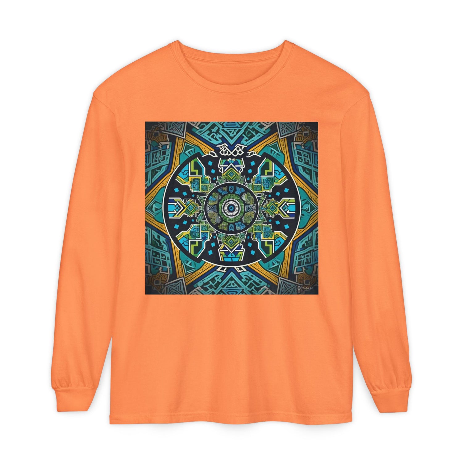 Vibrant Mandala Long Sleeve T-Shirt | Festival Outfit, Casual Wear, Unique Graphic Tee, Gift for Art Lovers, Relaxed Style, Unisex