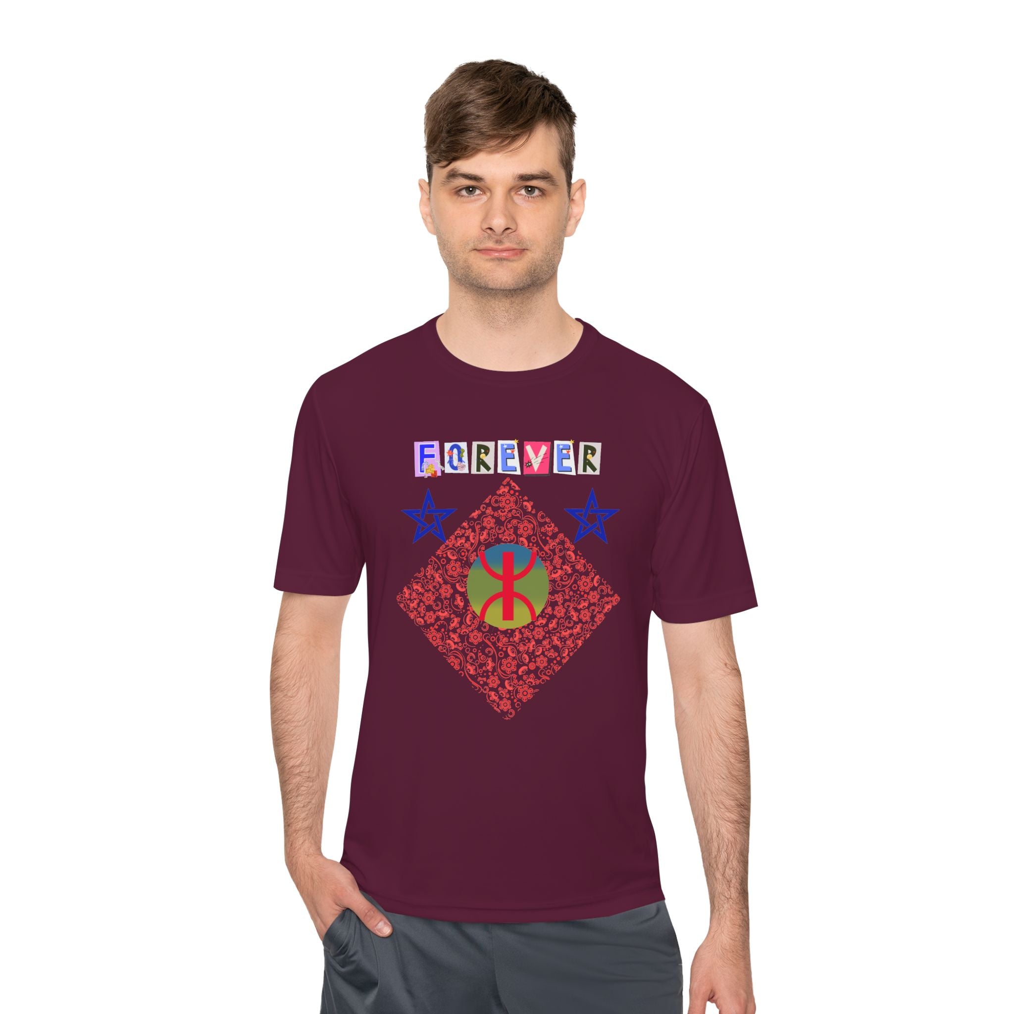 Forever Design Unisex Moisture Wicking Tee, Stylish Activewear, Summer Workout Shirt, Gifts for Fitness Lovers, Casual Comfort Top, Moisture