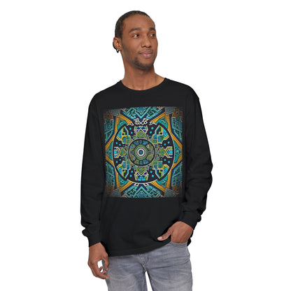 Vibrant Mandala Long Sleeve T-Shirt | Festival Outfit, Casual Wear, Unique Graphic Tee, Gift for Art Lovers, Relaxed Style, Unisex