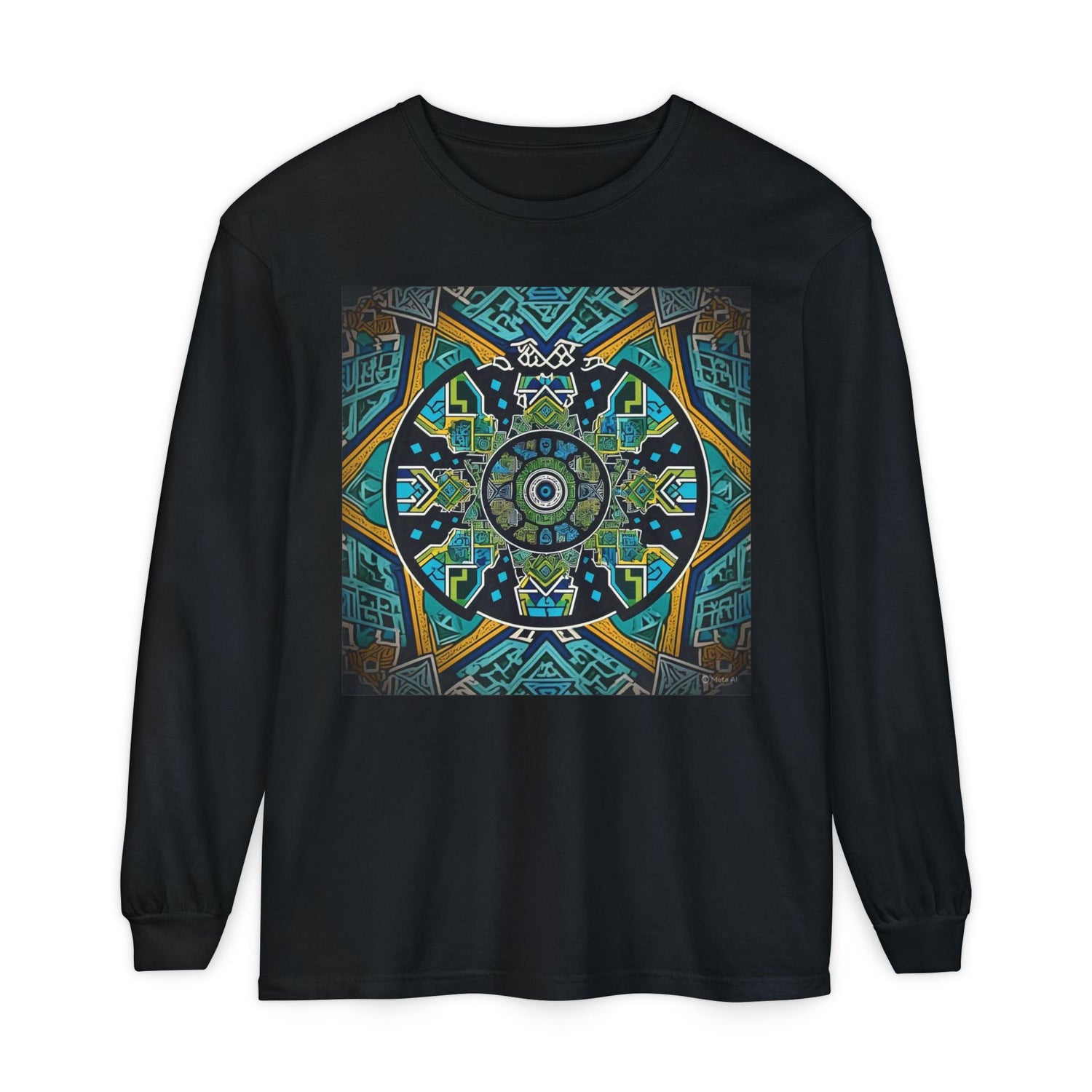 Vibrant Mandala Long Sleeve T-Shirt | Festival Outfit, Casual Wear, Unique Graphic Tee, Gift for Art Lovers, Relaxed Style, Unisex