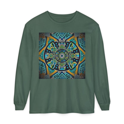 Vibrant Mandala Long Sleeve T-Shirt | Festival Outfit, Casual Wear, Unique Graphic Tee, Gift for Art Lovers, Relaxed Style, Unisex