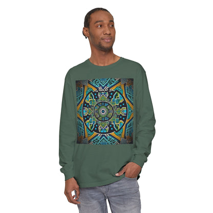 Vibrant Mandala Long Sleeve T-Shirt | Festival Outfit, Casual Wear, Unique Graphic Tee, Gift for Art Lovers, Relaxed Style, Unisex