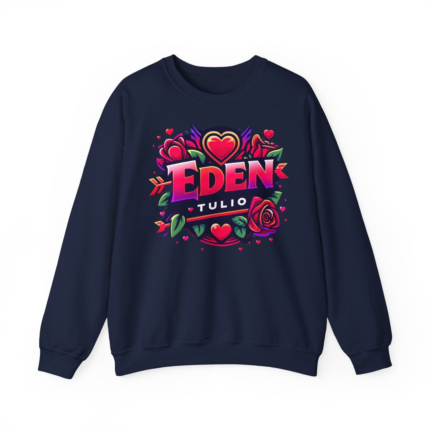 sweat-shirt ras du cou Gildan,LOVE, Eden Tulio  fabriqué en mélange épais de coton et polyester.