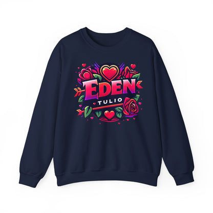 sweat-shirt ras du cou Gildan,LOVE, Eden Tulio  fabriqué en mélange épais de coton et polyester.