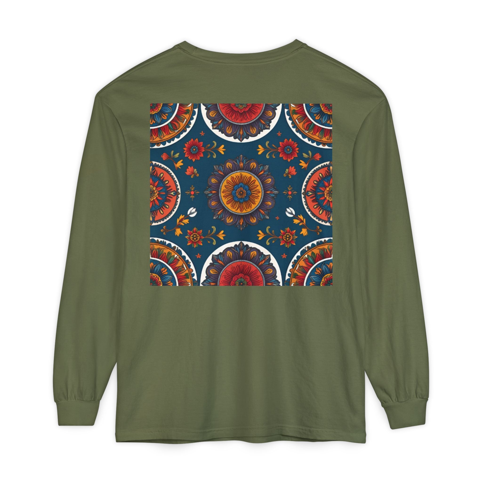 Vibrant Mandala Long Sleeve T-Shirt | Festival Outfit, Casual Wear, Unique Graphic Tee, Gift for Art Lovers, Relaxed Style, Unisex
