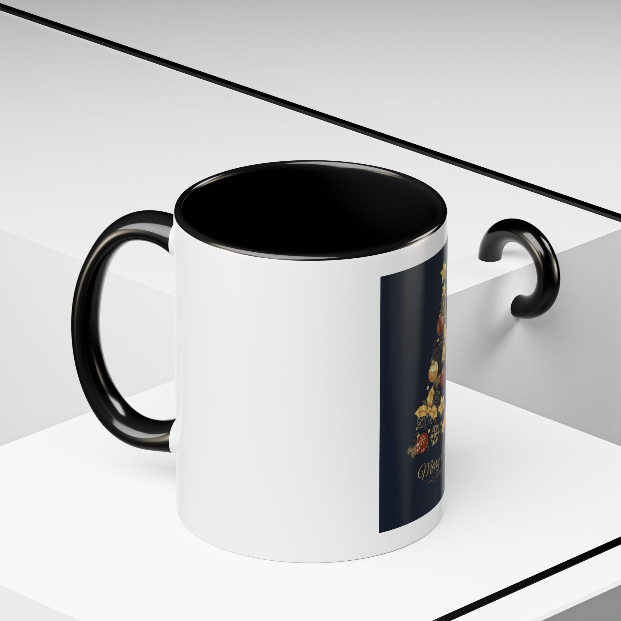 Tasse en Céramique Accentuée Black - 11 oz &amp; 15 oz, Poignée Ergonomique, Sans Plomb &amp; BPA