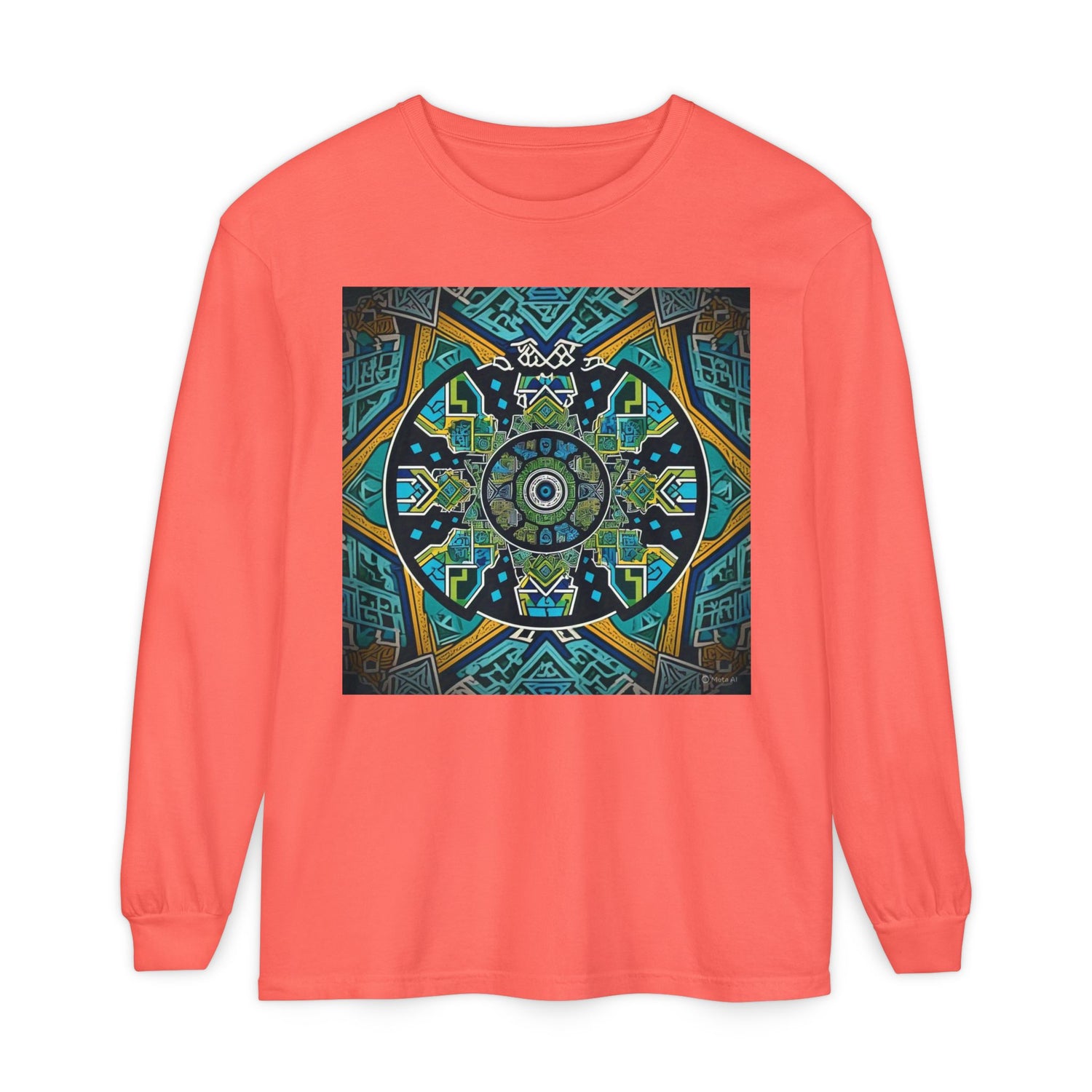 Vibrant Mandala Long Sleeve T-Shirt | Festival Outfit, Casual Wear, Unique Graphic Tee, Gift for Art Lovers, Relaxed Style, Unisex